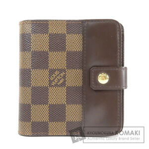 Louis Vuitton Compact Zip Damier Ebene Brown Bi fold Wallet Canvas